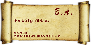 Borbély Abbás névjegykártya